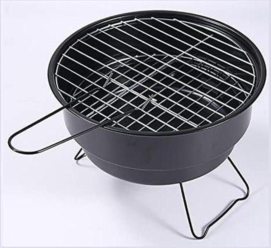Draagbare BBQ Grill Mini Houtskool Rek Buiten Koken Eenvoudig Ontwerp Rond Formaat Zilverkleurig