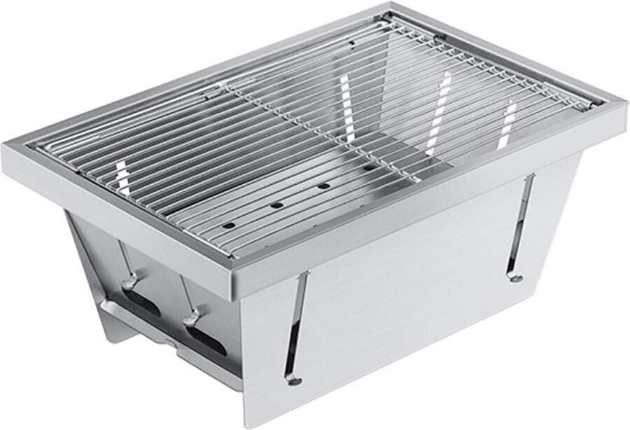 Draagbare BBQ Grill Mini Outdoor Grill Kamperen en Picknicken Opvouwbaar Roestvrij Staal 3-5 Personen Zilverkleurig