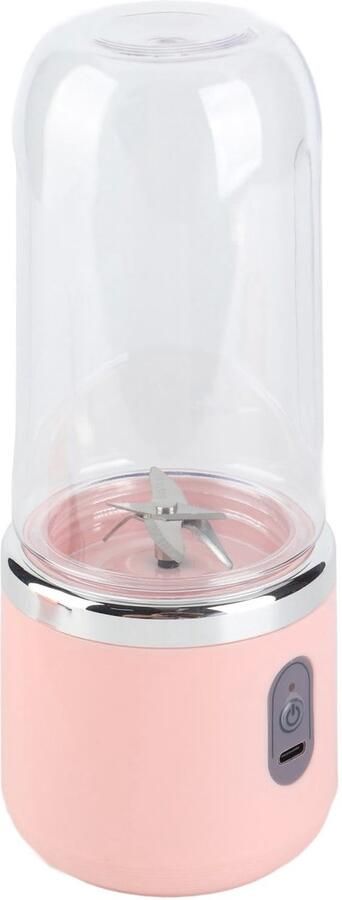 Draagbare blender 400 ml 6 messen 22000 tpm 1500 mAh voedselveilig PCTG USB-oplaadbaar reisblender voor fruit groenten en koffie (roze 6 messen deksel)