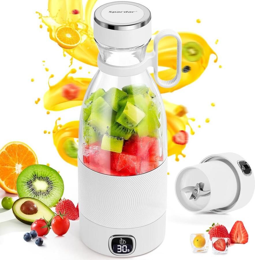 Draagbare Blender 500ml met Led-Display voor Smoothies en Shakes USB Oplaadbaar