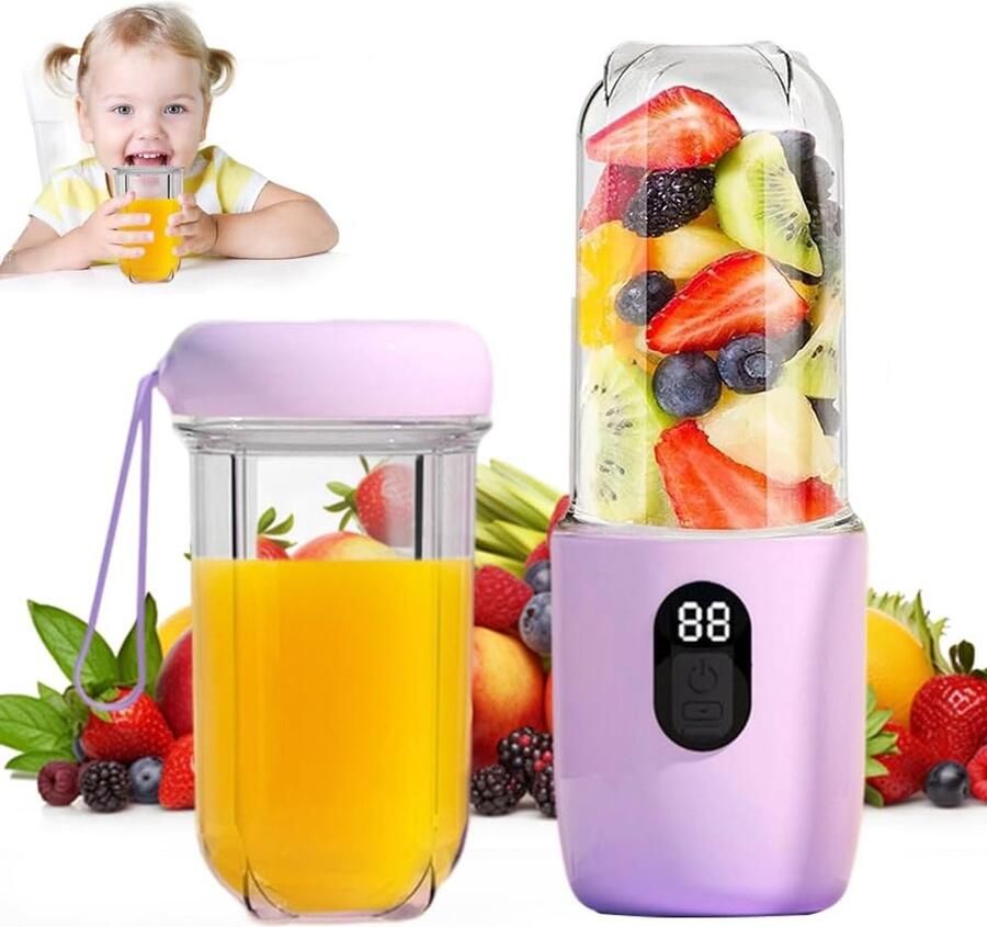Draagbare Blender 500ml oplaadbare mini Smoothie-mixer met 16 messen voor reizen keuken mini mixer voor fruit smoothies milkshakes