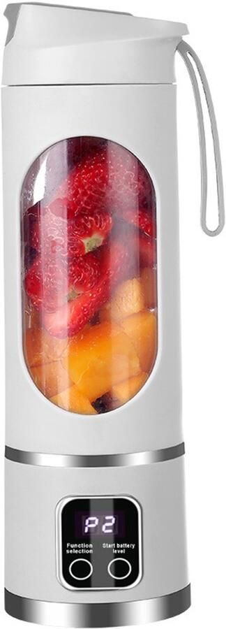 Draagbare blender elektrisch USB 450 ml geschikt voor shakes en smoothies compacte handige en veelzijdige kleine blender (wit)