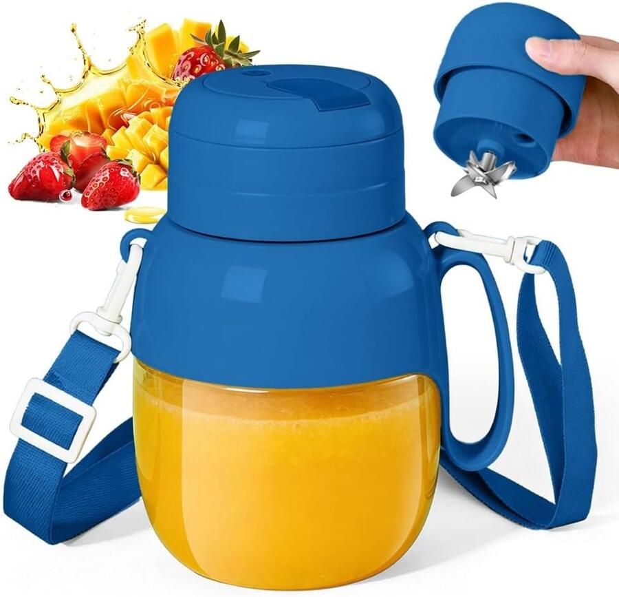 Draagbare blender en smoothiemaker met drinkopening 1000 ml ideaal voor sport en reizen krachtige 21000 omw min oplaadbaar en met 12 messen voor perfecte smoothies