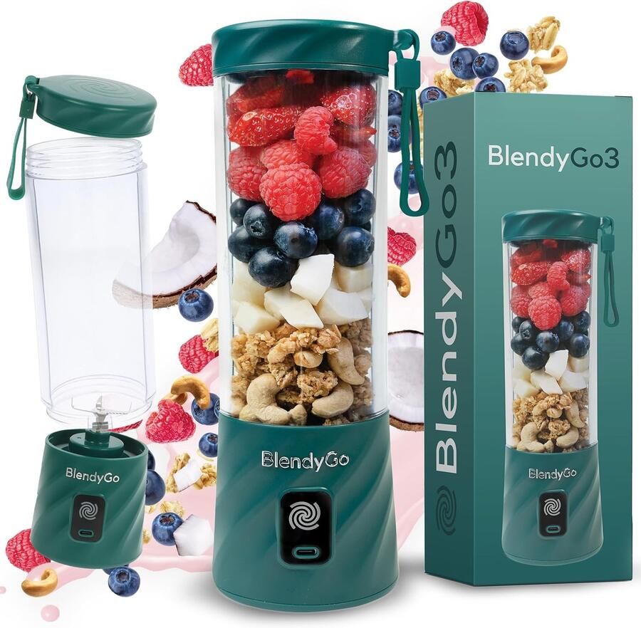 Draagbare Blender Flesgroen 550 ml USB-C Oplaadbare Smoothiemaker met Waterdichte Technologie Voor Gezonde Smoothies en Eiwitshakes