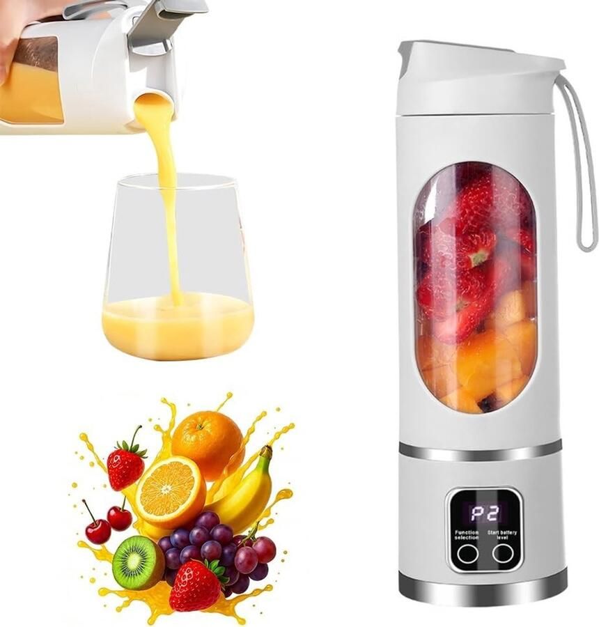 Draagbare blender met LED-display 450 ml ideaal voor shakes smoothies en dranken USB-oplaadbaar en compact voor reizen en sportschool