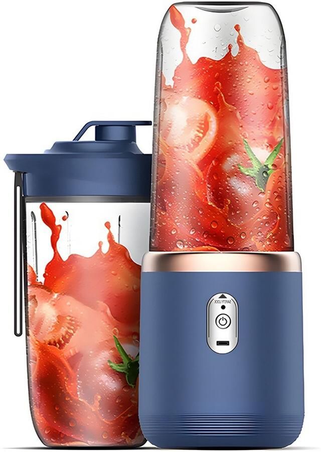 Draagbare blender met twee mengbekers 400 ml draagbare elektrische blender (draadloos) mini blender blauw