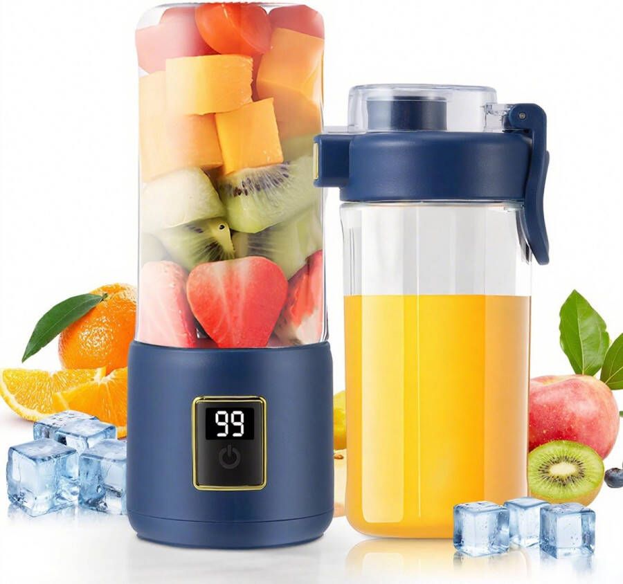 Draagbare Blender Mini Blender 12 Mesjes Portable Blender to go Mini Juicer Smoothie Maker -Perfect voor Smoothies Sappen en Babyvoeding Donkerblauw