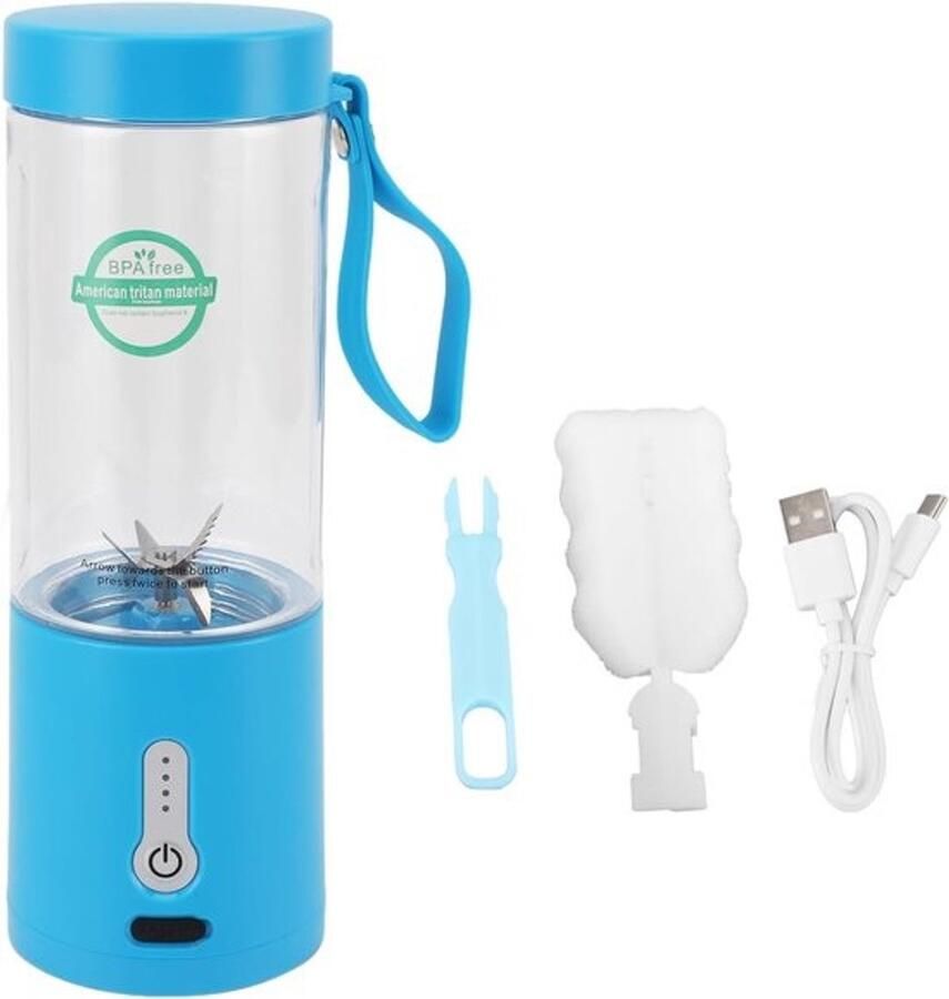 Draagbare Blender Mini Juicer Gezonde Drankjes Maken Oplaadbaar Via USB 530 Ml Capaciteit Blauw