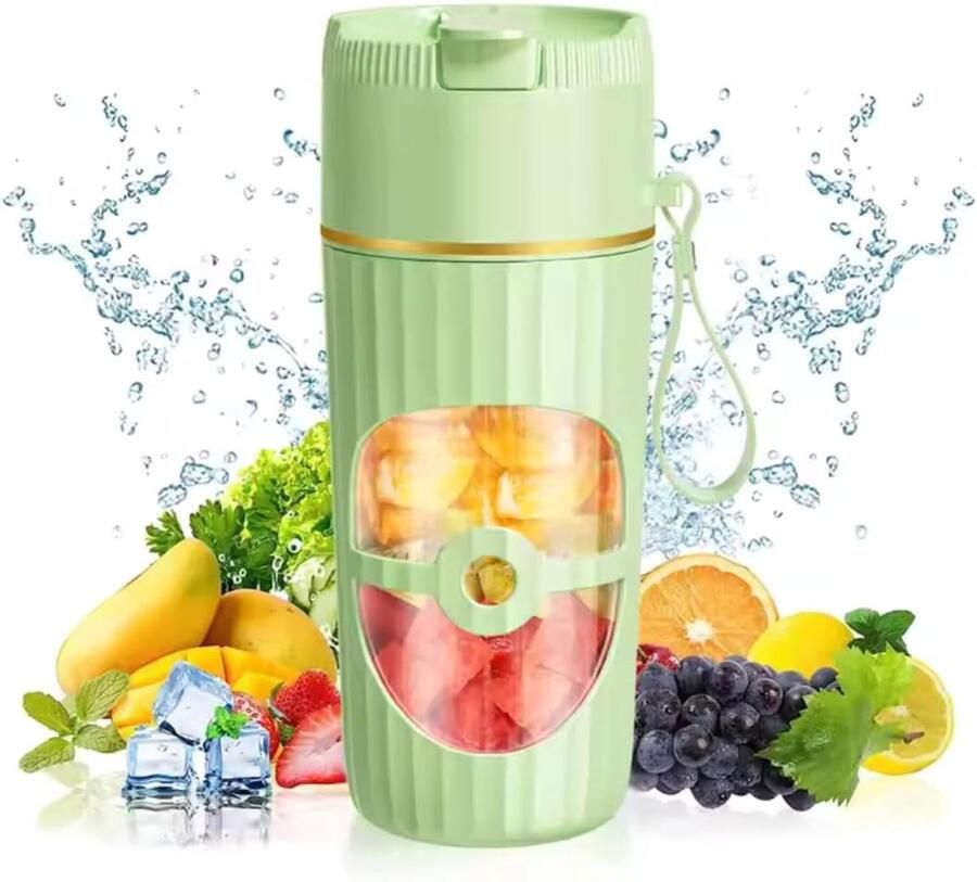 Draagbare Blender Mini Juicer Smoothie Maker Gezonde Dranken Maken 6 Scherpe RVS Bladen 450 ml groen