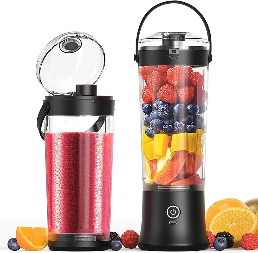 Draagbare Blender Mini Juicer Verse Smoothies Maken Krachtige 6 Messen 500 ml Capaciteit Zwart