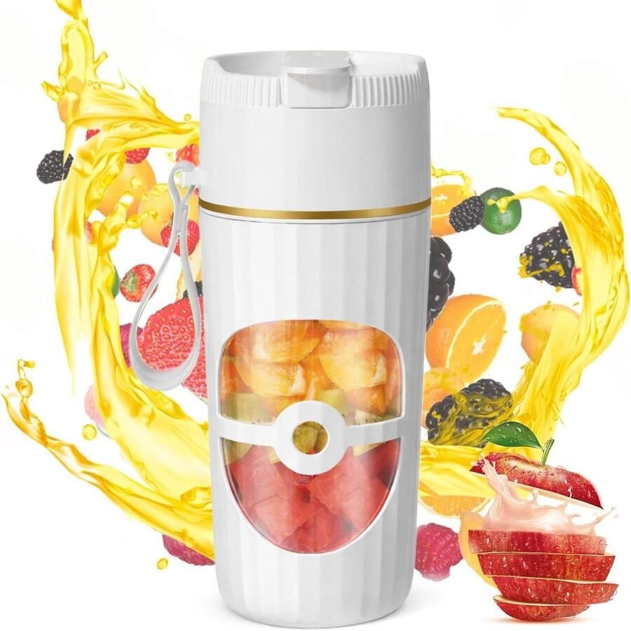 Draagbare Blender Mini Mixer Gezonde Dranken Maken 10 Roestvrijstalen Messen 400 ml Wit