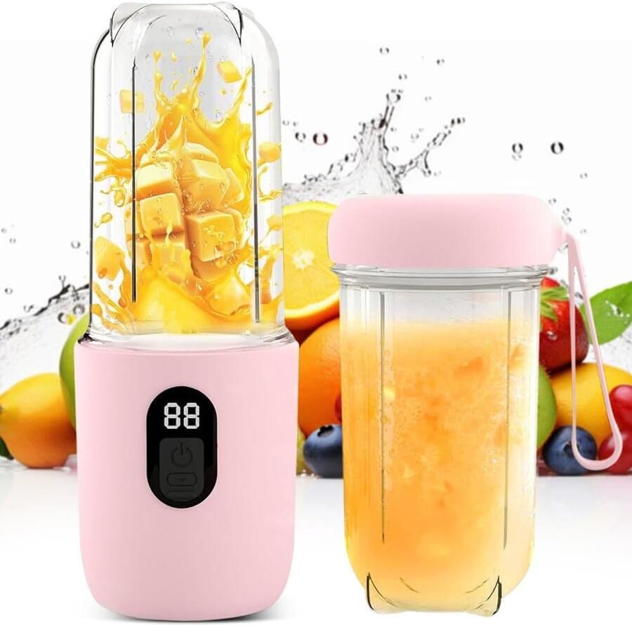 Draagbare Blender Mini Mixer Gezonde Drankjes Maken Automatische Reiniging 500 ml Capaciteit Roze