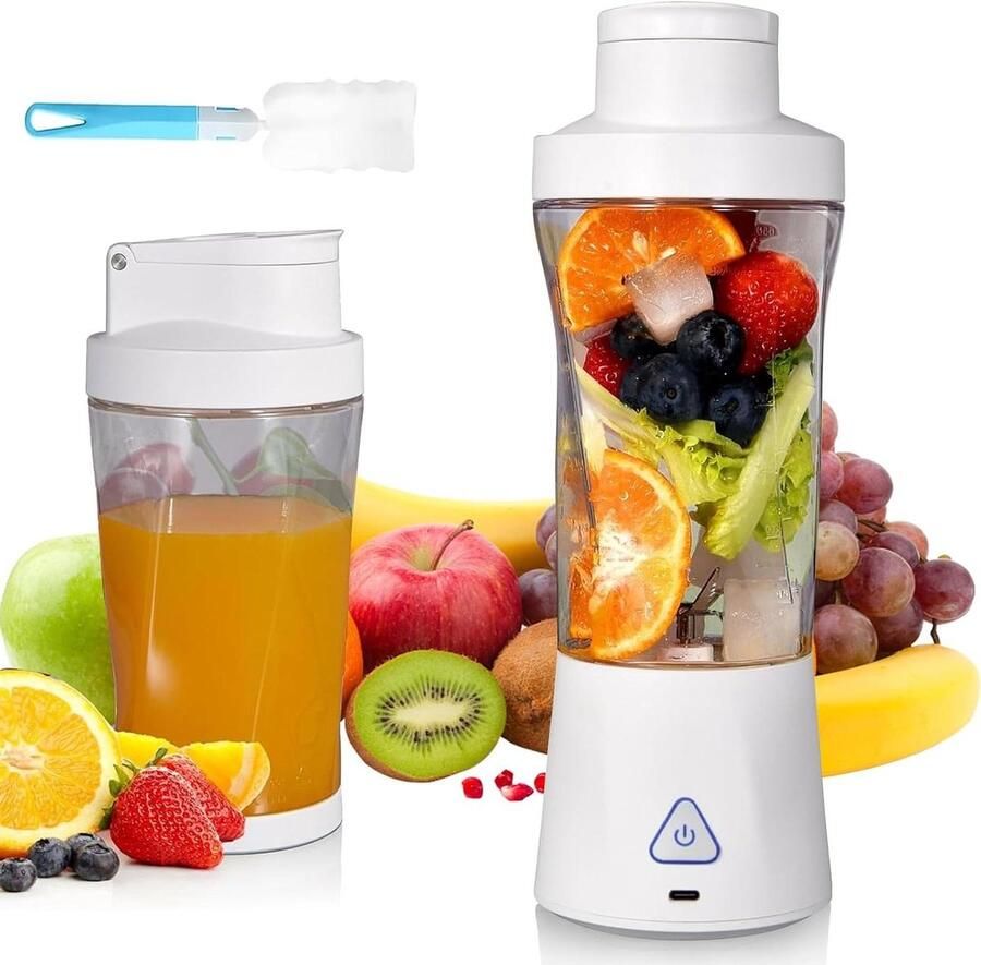 Draagbare Blender Mini Mixer Gezonde Drankjes Maken Zes Roestvrij Staal Messen 700 ml Capaciteit Wit