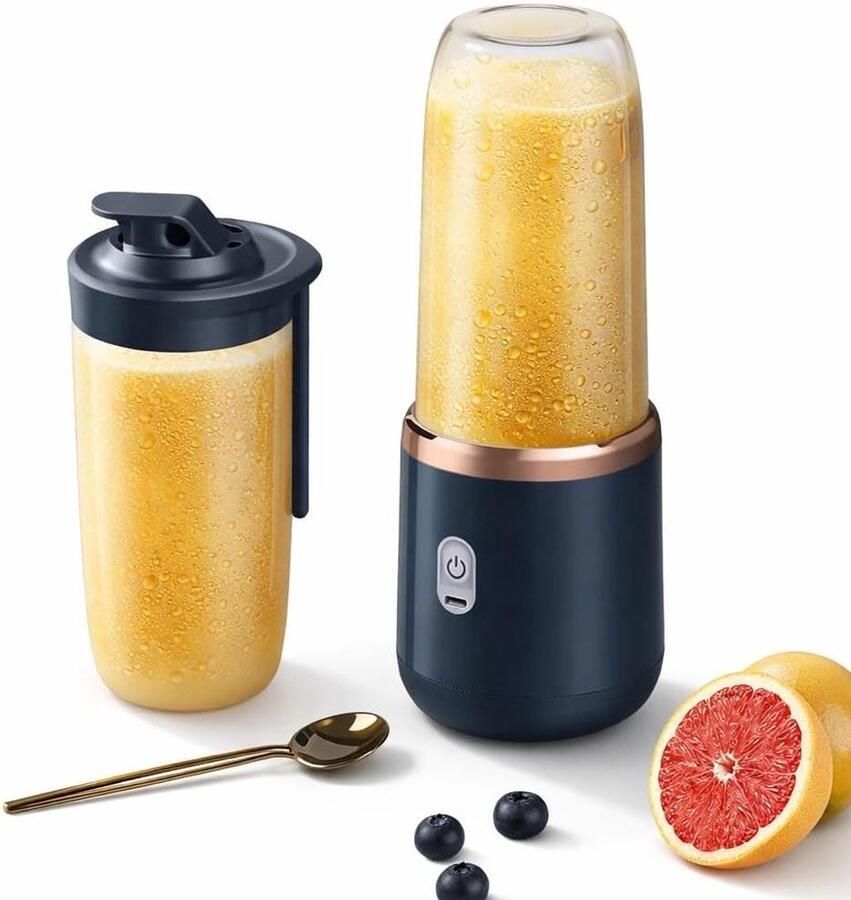 Draagbare Blender Mini Mixer Verse Smoothies Maken 6 Krachtige Messen 400 Ml Capaciteit Blauw