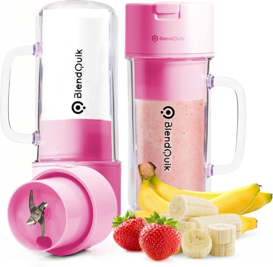 Draagbare Blender Mini Shaker Maak Smoothies Oplaadbaar USB-C 14oz Capaciteit Roze