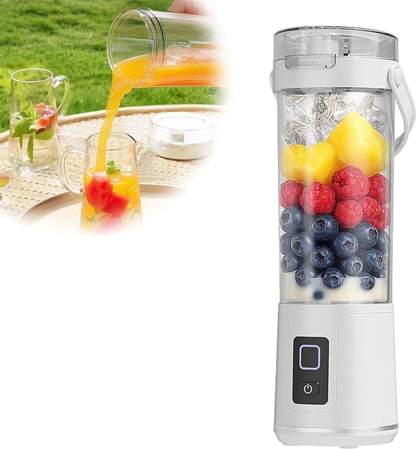 Draagbare Blender – Mini USB Sapcentrifuge – Oplaadbare Persoonlijke Smoothie Maker – Voor Thuis Kantoor & Reizen 265*83*95mm -600mL Wit