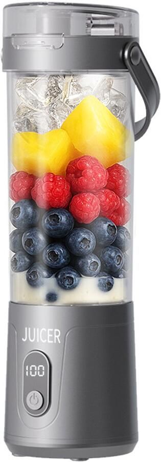 Draagbare Blender – Mini USB Sapcentrifuge – Oplaadbare Persoonlijke Smoothie Maker – Voor Thuis Kantoor & Reizen 265*83*95mm -600mL Grijs