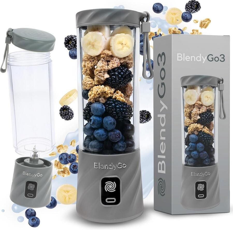 Draagbare Blender Mixer Smoothie Maker Gezonde Drankjes Maken Krachtige 6-Blads Systeem 550ml Capaciteit Grijs
