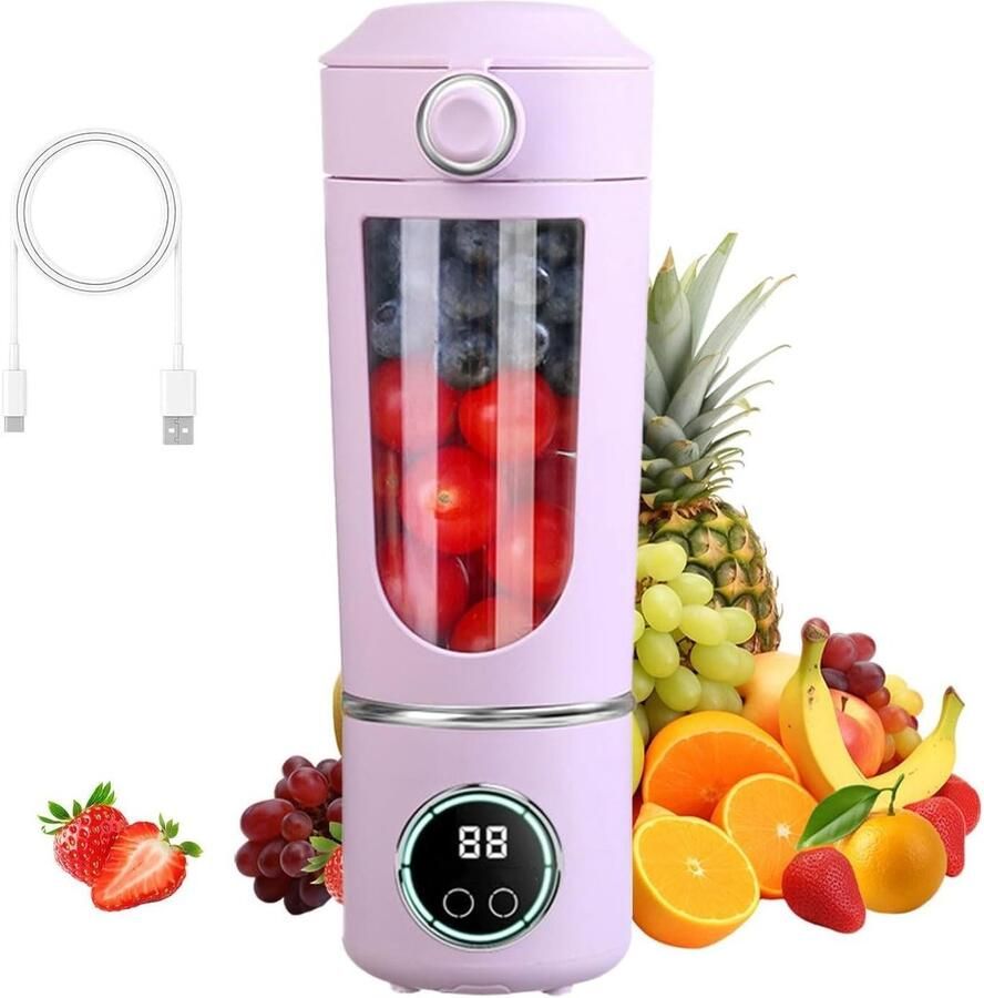 Draagbare Blender Mini Mixer Gezonde Drankjes Maken 12 Roestvrijstalen Messen 700 ml Violet