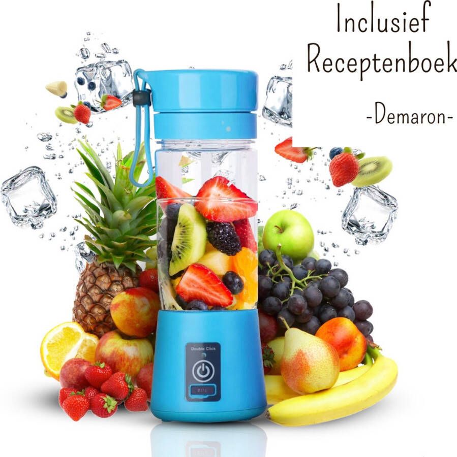 Draagbare blender On the go Mini Portable Draadloos Voor onderweg Smoothie maker Beker To go Blauw Nu Inclusief smoothie recepten PDF! - Foto 2