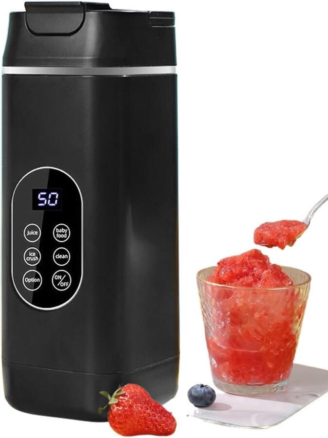 Draagbare Blender Oplaadbare Smoothie Beker Gezonde Drankjes Maken Draadloos Type-C Opladen 232 cm Hoog Zwart