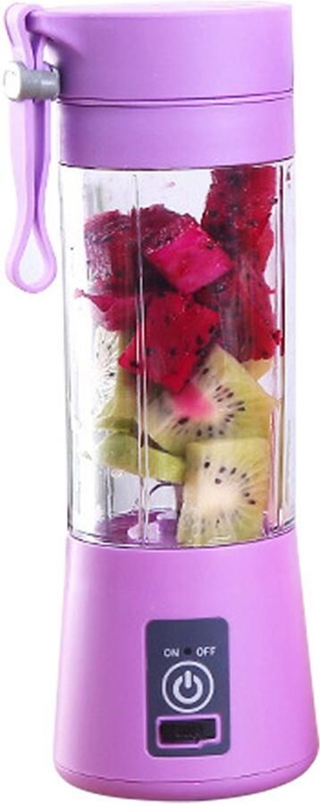 Draagbare blender perfect voor het maken van smoothies en milkshakes 380 ml oplaadbaar geschikt voor sport werk en reizen Paars
