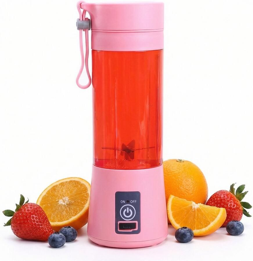 Draagbare blender perfect voor het maken van smoothies en milkshakes 380 ml oplaadbaar geschikt voor sport werk en reizen roze