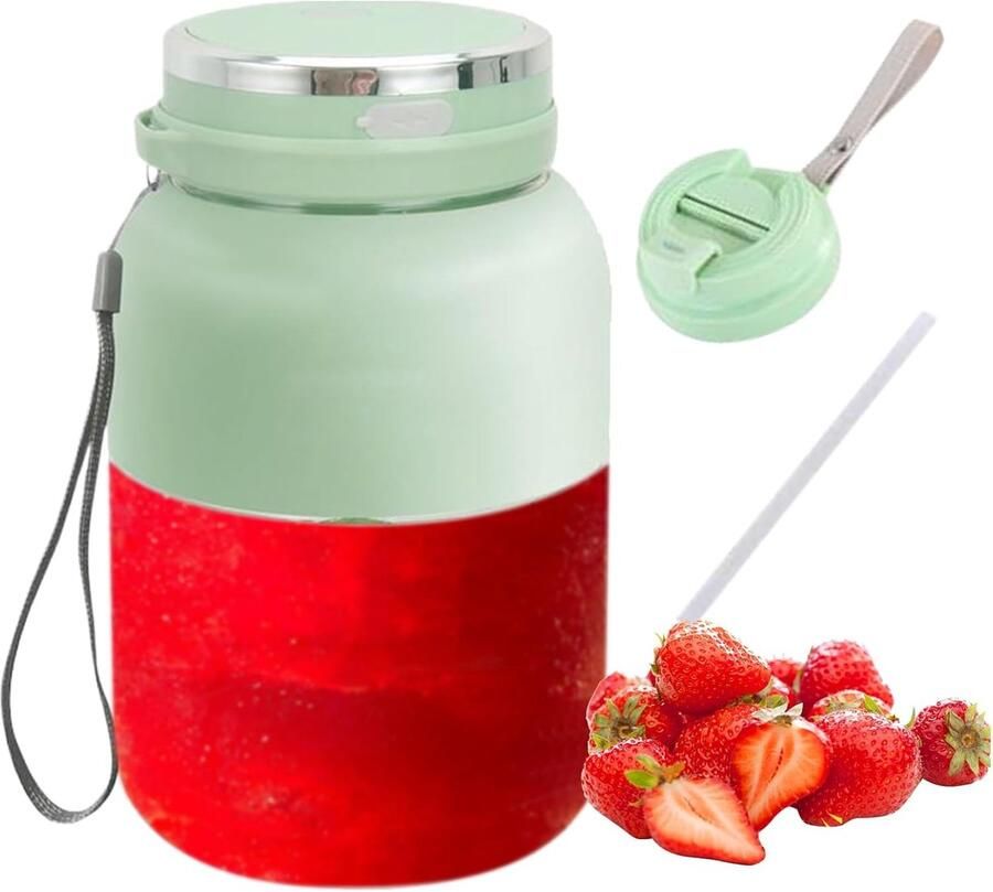 Draagbare Blender Persoonlijke Juicer Gezonde Drankjes Maken Draadloos Oplaadbaar 1300 ml Capaciteit Groen