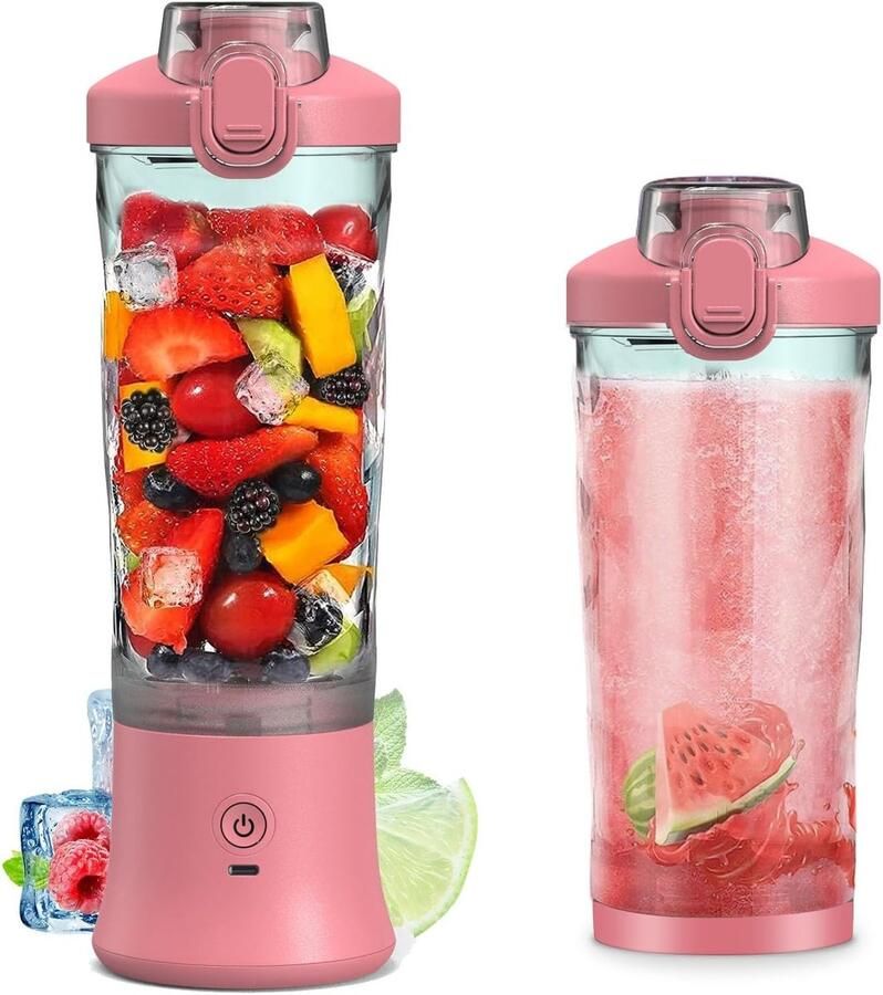 Draagbare Blender Persoonlijke Juicer Smoothies Maken Zes Roestvrij Staal Bladen 600ml Capaciteit Zwart