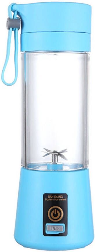 Draagbare blender persoonlijke mini-sapcentrifuge met zes messen USB-oplaadbare sapbeker voor thuis kantoor buiten (blauw)