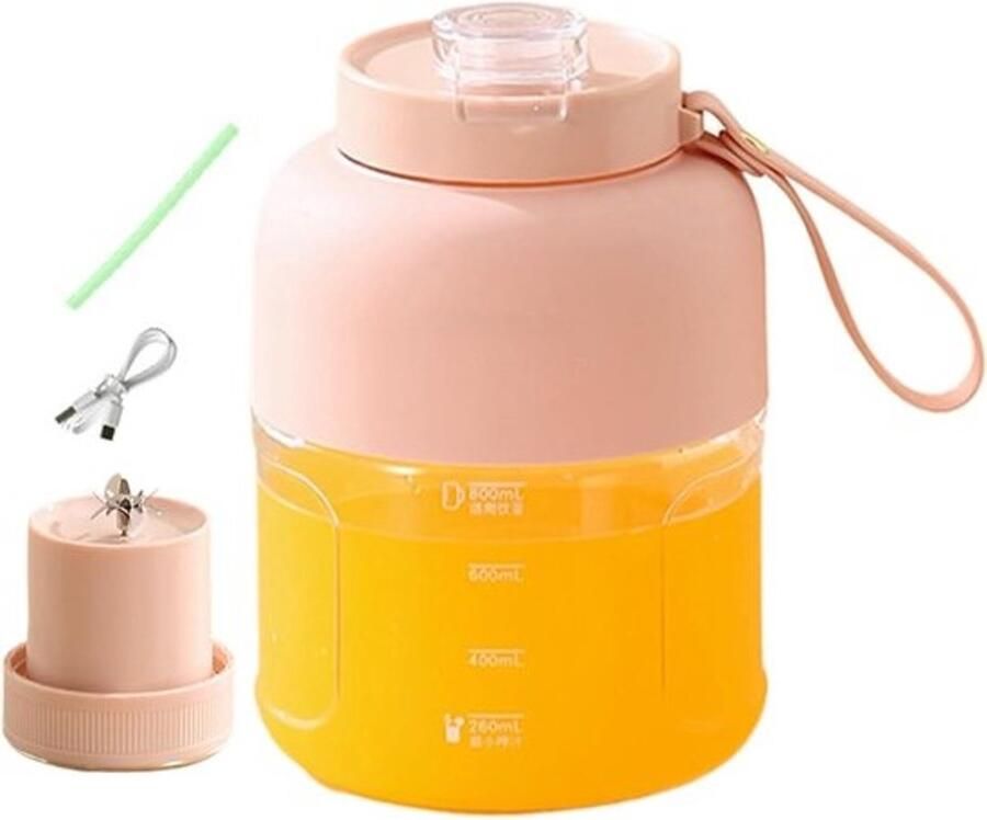 Draagbare Blender Persoonlijke Mixer Gezonde Drankjes Maken Oplaadbaar Draadloos 12 x 12 x 24 cm Roze