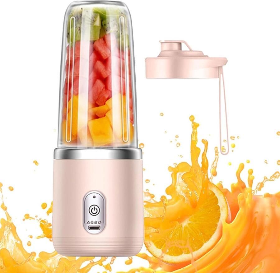 Draagbare Blender Persoonlijke Mixer Gezonde Drankjes Maken 6 Vleugel Cutter 10.1cm Diep roze