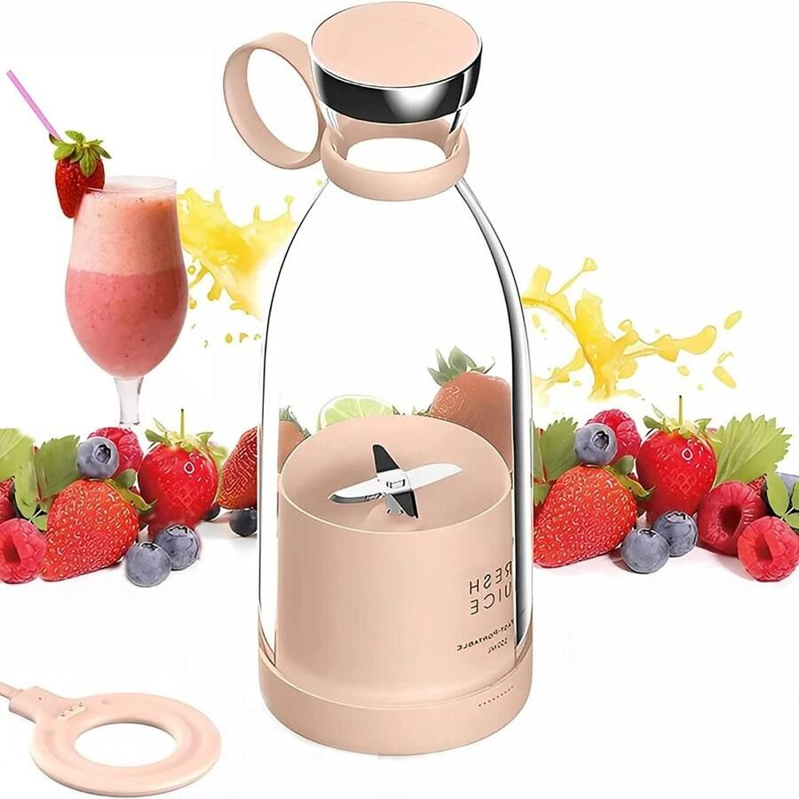 Draagbare Blender Persoonlijke Mixer Verse Smoothies Maken Draadloos Opladen 350 ml Capaciteit Roze