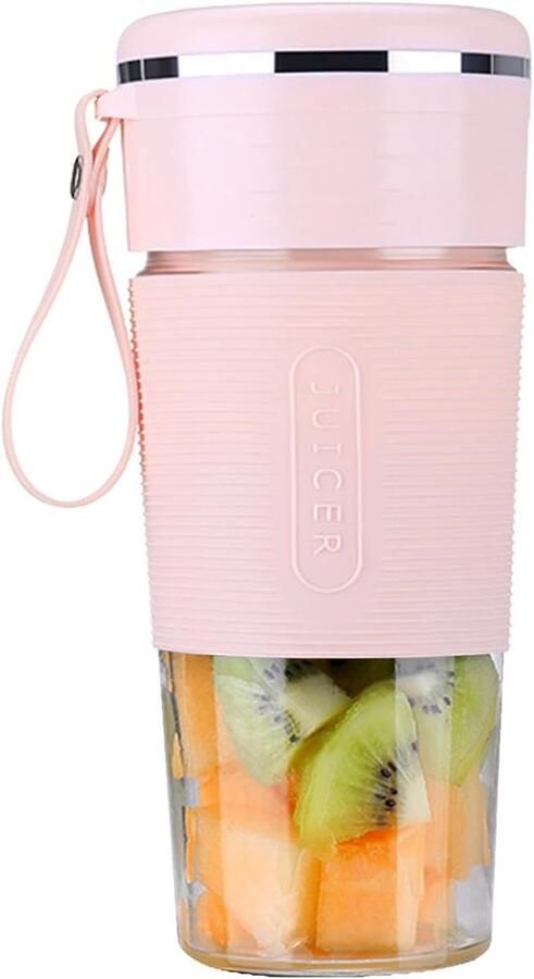 Draagbare Blender Persoonlijke Sapcentrifuge Gezonde Drankjes Maken USB Oplaadbaar Compact 300 ml Capaciteit Roze