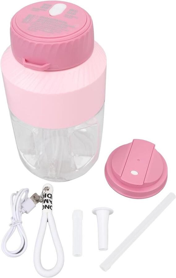 Draagbare Blender Reis Mixer Gezonde Drankjes Maken 10 Scherpe Bladen 1 Liter Capaciteit Roze