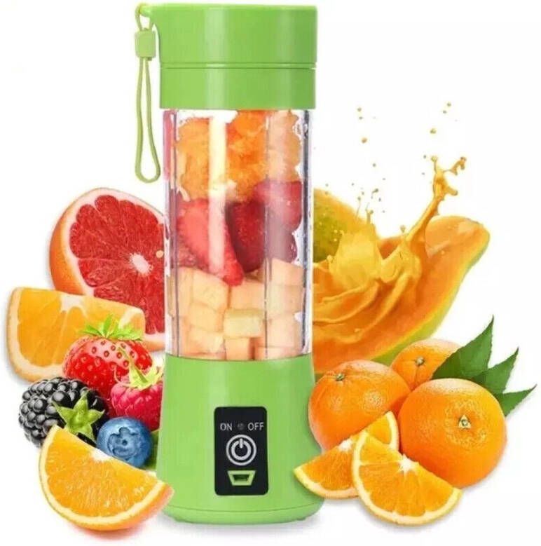 Draagbare blender sapcentrifuge beker USB oplaadbare smoothie blender fruitmachine Groen