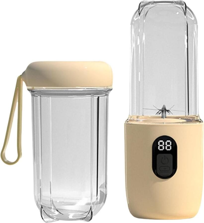 Draagbare blender smoothie blender to go voor shakes en vers fruit 16 messen USB oplaadbaar beige 8 5 x 8 5 x 28 5 cm ABS voor thuis werk en onderweg