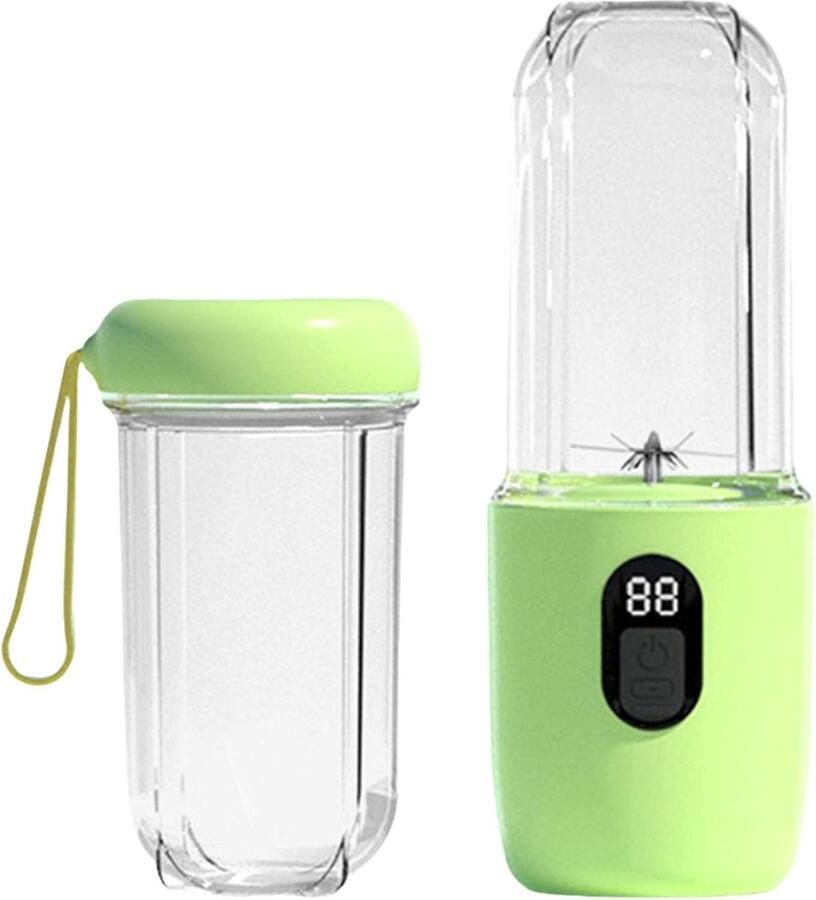 Draagbare blender smoothie blender to go voor shakes en vers fruit 500 ml 16 messen USB oplaadbaar groen 8 5 x 8 5 x 28 5 cm ABS voor thuis werk en onderweg