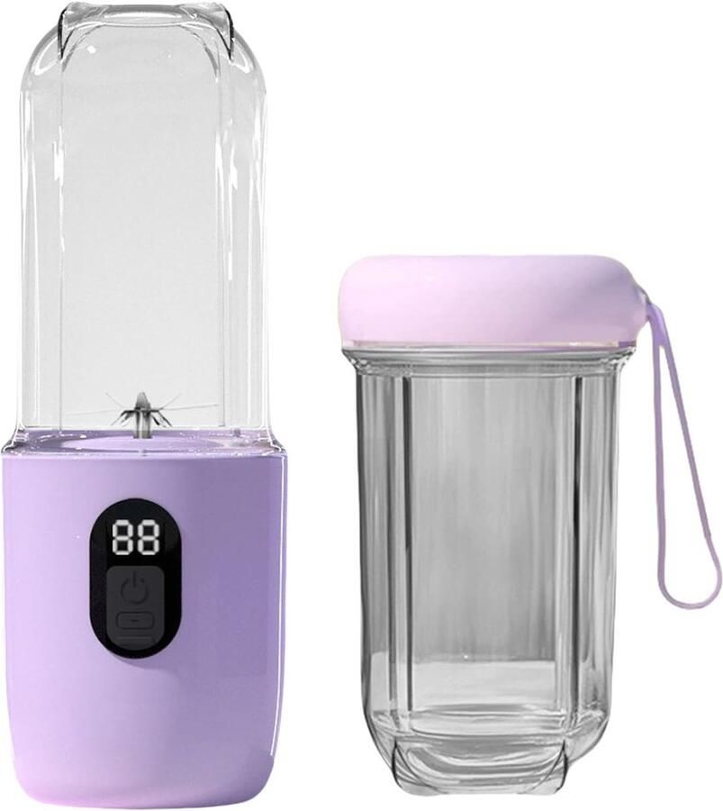 Draagbare blender smoothie blender to go voor shakes en vers fruit 500 ml USB oplaadbaar paars 8 5 x 8 5 x 28 5 cm ABS voor thuis werk en onderweg
