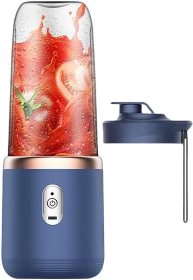 Draagbare blender smoothie blender to go voor shakes en vers fruit USB oplaadbaar blauw 19 5 x 8 5 x 8 5 cm ABS voor thuis werk en onderweg