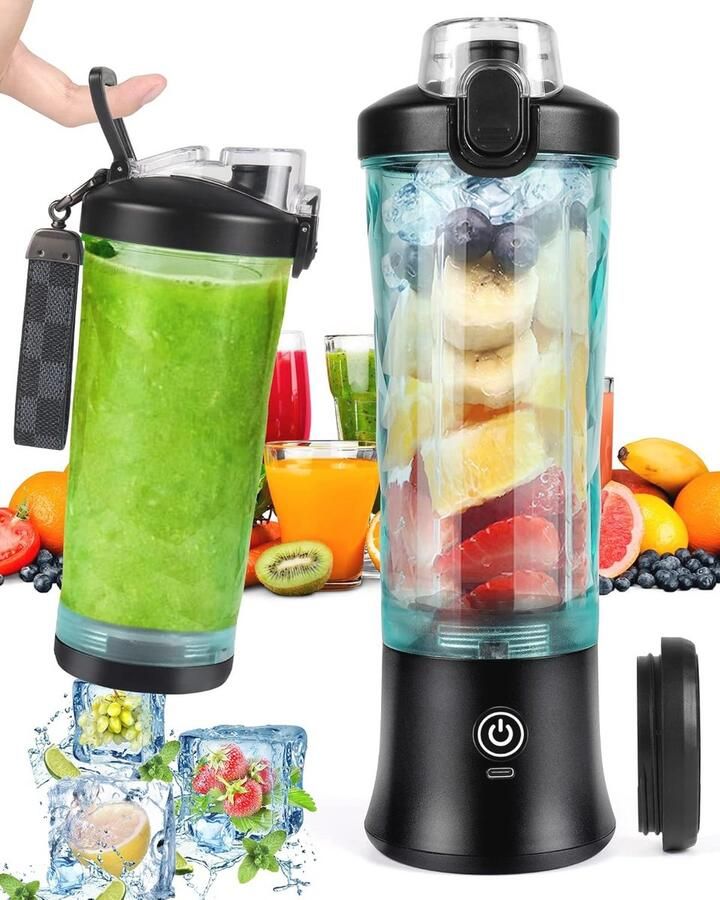 Draagbare Blender Smoothie Maker 600 ml Mini-Mixer voor Smoothies en Shakes 4000 mAh USB Oplaadbare Blender voor Kantoor Camping en Reizen