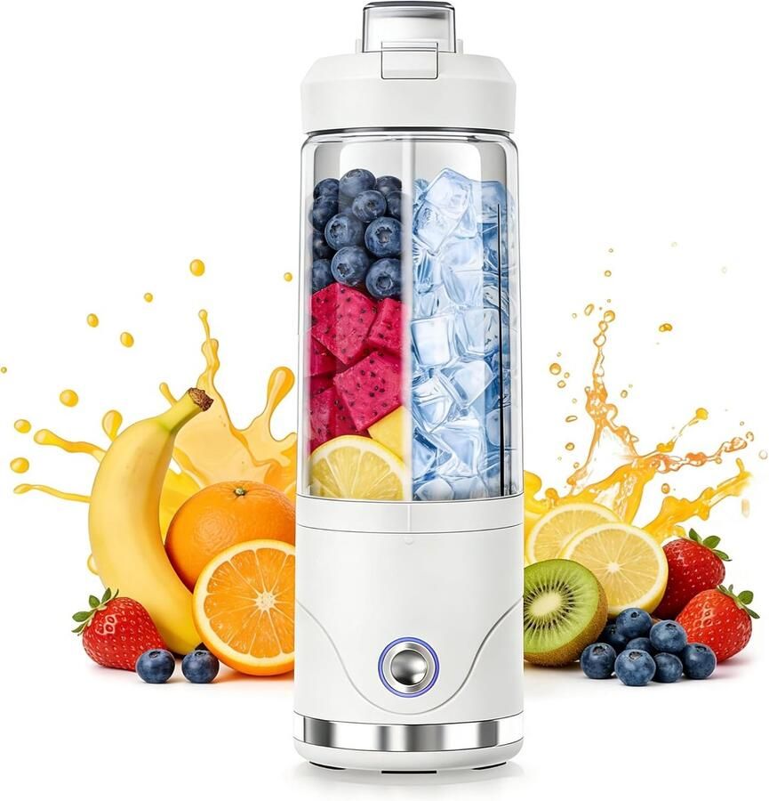 Draagbare Blender Smoothie Maker Elektrisch Gezonde Dranken Maken 6 RVS Messen 650 ml Wit