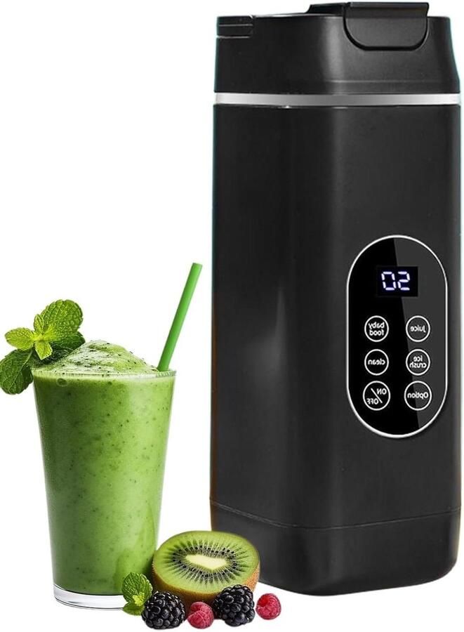Draagbare Blender Smoothie Maker Gezonde Dranken Maken Draadloos USB Opladen 23.2 cm Hoog Zwart