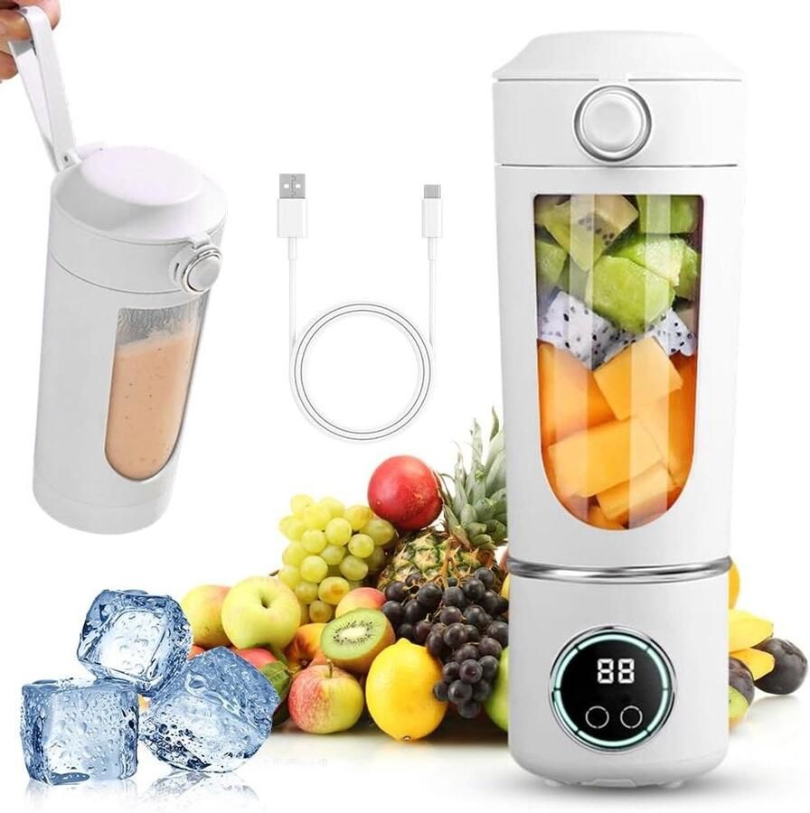 Draagbare Blender Smoothie Maker Mixer Gezonde Drankjes Maken 12 Roestvrijstalen Messen 700 ml Wit
