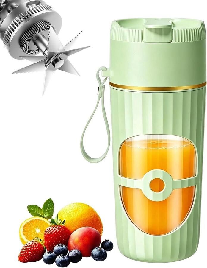 Draagbare Blender Smoothie Maker Mini Blender Gezonde Dranken Maken 10 Roestvrijstalen Messen 400 ml Groen