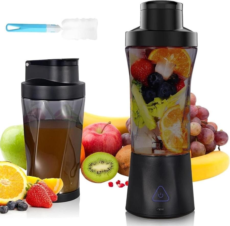 Draagbare Blender Smoothie Maker Mini Mixer Gezonde Dranken Maken 6 Roestvrijstalen Messen 700ml Zwart