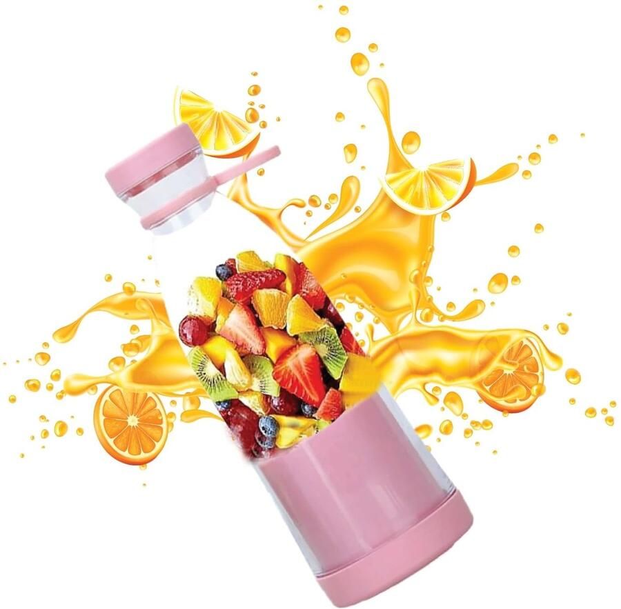 Draagbare blender smoothie maker sapbeker sapcentrifuge reisblender mengbeker met zes messen perfect voor het maken van smoothies en crèmes ideaal voor op reis in de keuken thuis en buitenshuis