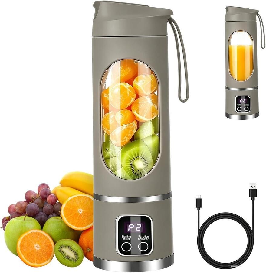 Draagbare blender smoothie maker to go 450 ml mini-blender draagbare blender voor smoothies ice crush lekvrij deksel en drinktuit oplaadbaar voor sport reizen outdoor (groen)