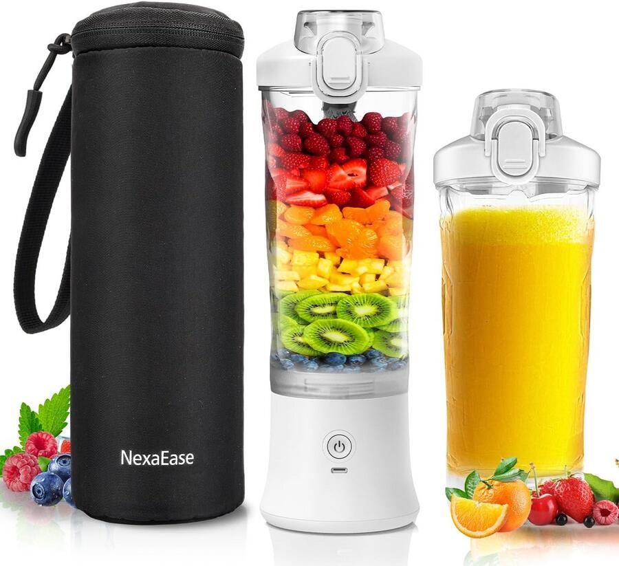 Draagbare Blender Smoothie Maker USB Oplaadbaar met Isolerende Sleeve 6 Messen 20oz