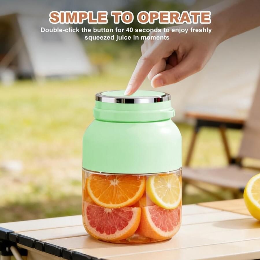 Draagbare Blender Smoothiemaker Fles Verse Drankjes Maken USB Oplaadbaar Lekvrij 1200 ml Capaciteit Groen - Foto 2